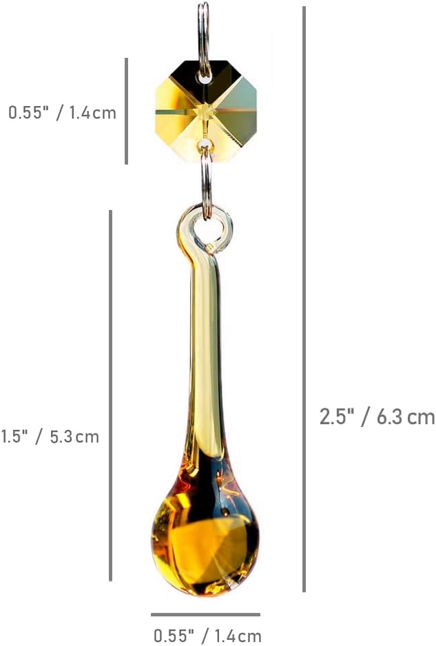 12pcs Raindrop Crystal Chandelier Prisms Parts, 53mm Hanging Crystals Beads for Chandeliers, Home Decoration (Topaz)