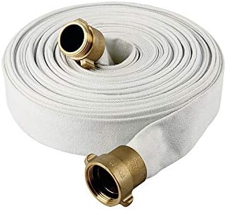 AKW Fire Hose, White, 1-1/2" ID, 500 PSI Burst Pressure, M x F NST Brass Connectors (50 ft.)