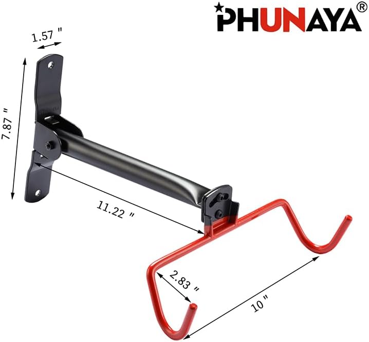 Wall Mount Bike Rack,Bike Hanger Horizontal,Bicycle Holder Heavy Duty,Garage Bike Storage,Garage Organization Bicycle Hook with Rubber,Foldable and Adjustable Angle(2 pack)