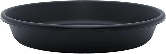 The HC Companies 14 Inch Round Plastic Classic Plant Saucer - Indoor Outdoor Plant Trays for Pots - 14"x14"x2.5" Black