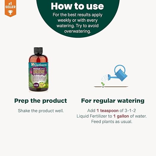 Premium 3-1-2 All Purpose Liquid Fertilizer Consentrate for All Indoor Plants & Flowers - Promotes Biomass Growth and Vibrant Leaf Color - 8oz Bottle