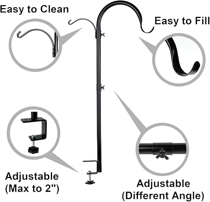 WOSIBO 2 Pack Three Span Deck Hook, 37 Inches Deck Bird Feeder Pole, Hanging Baskets Porch Multi-Hook for Deck Kit with Three Branches for Plant Hangers, Lanterns, Wind Chimes and More