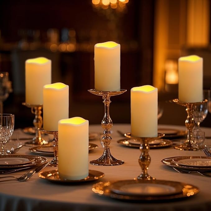 Waterproof Flameless Remote Control Candles 12PACK(D3''*H5.5'') Battery Operated Flickering LED Pillar Candle,plastic with 10-Key 24Hours Timer for Outdoor/Indoor Party Garden Lanterns Porch Ivory