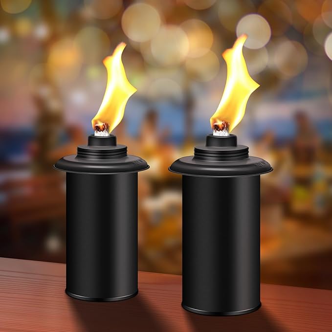 4 Pack Torch Canisters,16oz Replacement Torch Refillable Canisters with Wicks,Caps, Outdoor Citronella Fuel Torch Canister for Luau Party, DIY Garden Decor.