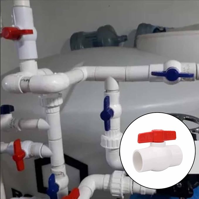 2Pcs 1-1/2" PVC Ball Valve Water Pipe Shut-off Valve Socket with Red T-Handle for Cold Water Supply lines, Irrigation Pipe fitting System(Socket x Socket), Schedule 40