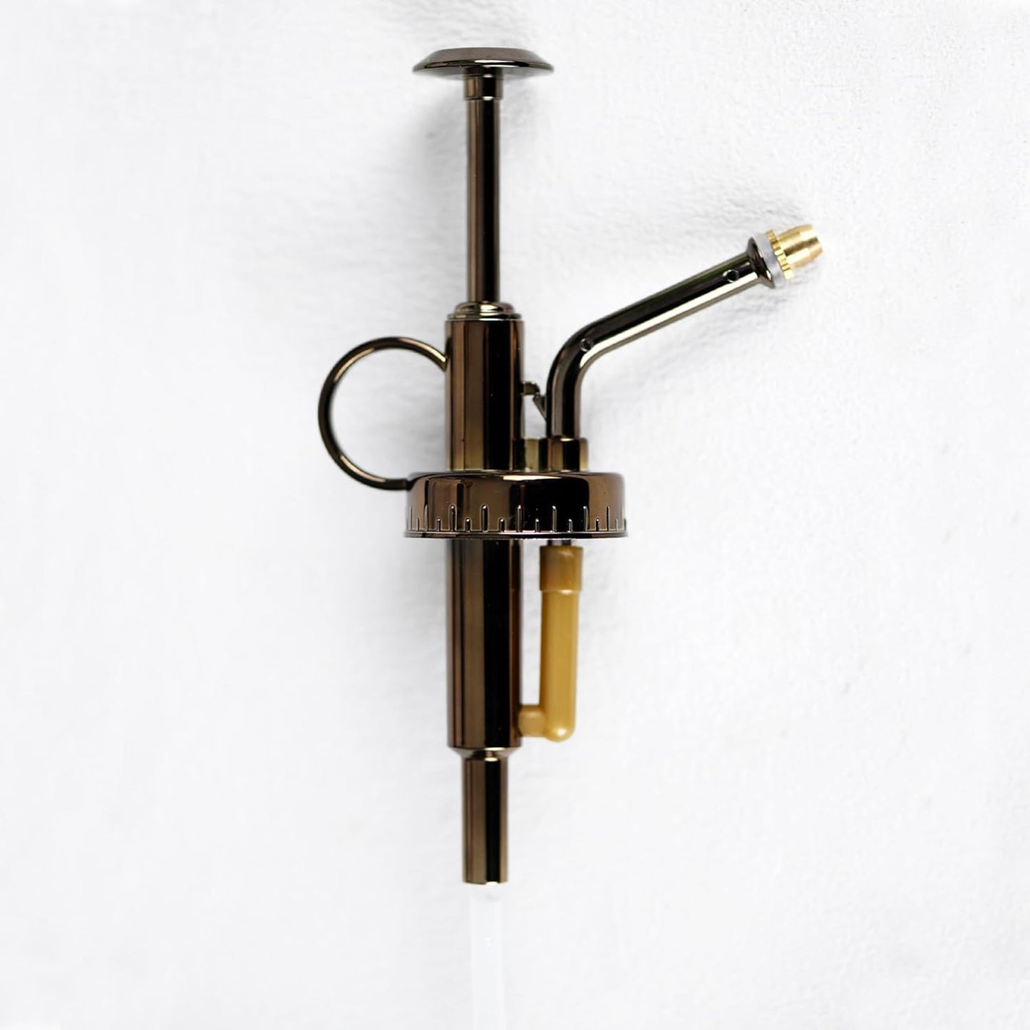 11.8 Ounce Glass Plant Spray Bottle, Glass Leaf Print One Handed Watering Can with Antique Brass Plastic One Handed Top Pump, 7.6 Inch Tall Indoor and Outdoor Plant Small Spray Bottle (Blue)