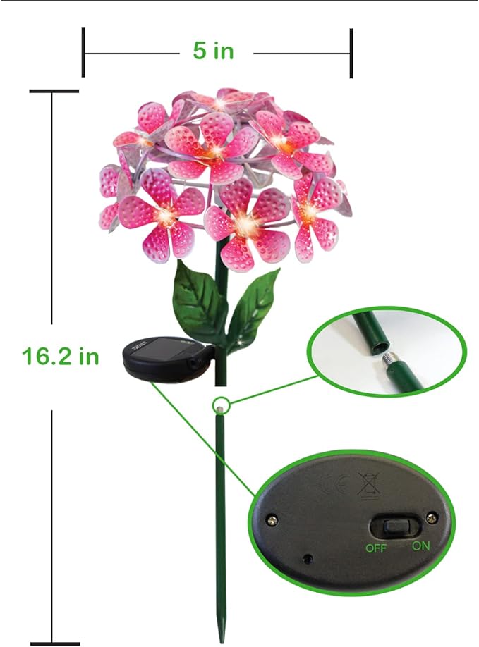 Solar LED Metal Flower Stake Light - Perfect for Your Garden, Patio, Walkway, or Outdoor Living Area - Includes 1 Flower Light
