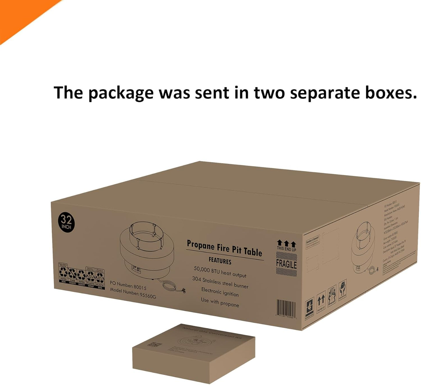 32.5-inch Outdoor Gas Fire Pit Table with Natural Gas Conversion Kit & Wind Glass Shield, 50,000BTU Propane Gas Fire Pits for Outside Patio w/Round Burner Lid, Glass Rocks, Cover