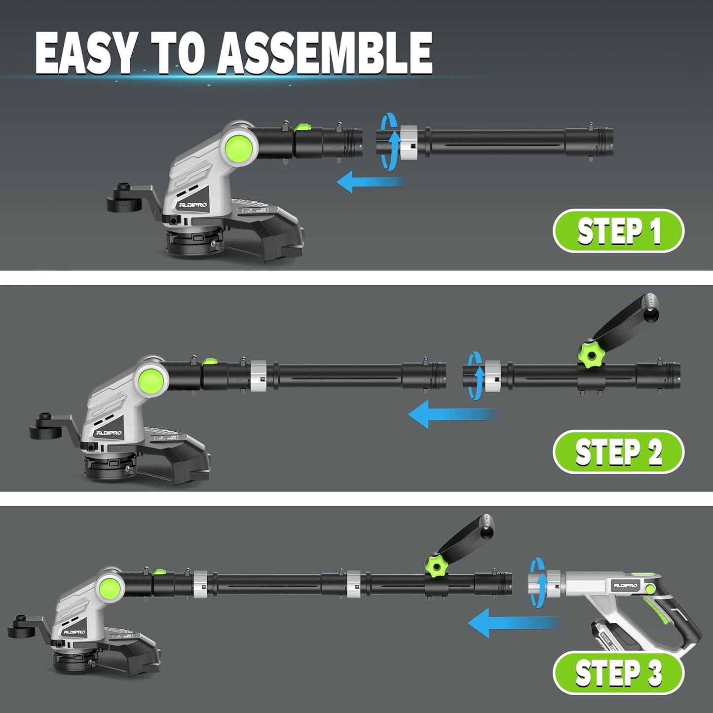 20V Cordless String Trimmer for Lawn Care 12-Inch Lightweight Weed Wacker with Auto-Feed & 2.0Ah Battery and Fast Charger, 3-in-1 Trimming Edging for Grass, Yard, Garden