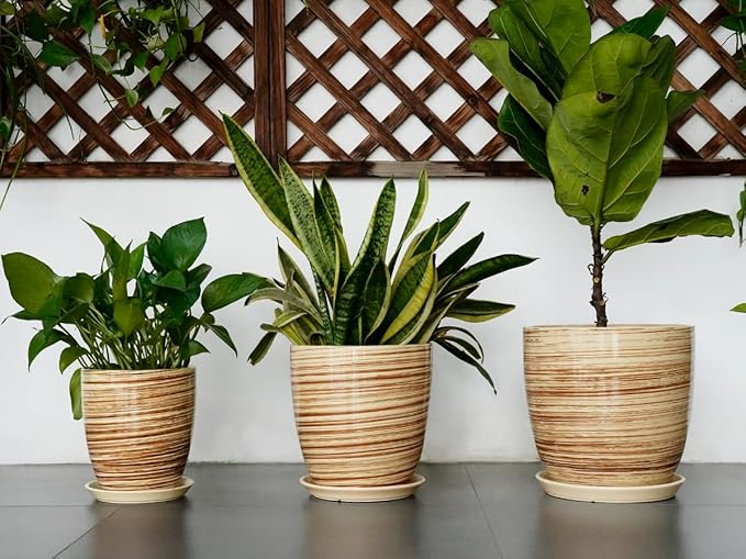 12 Inch Planter Pot Ceramic Plant Pots for Plants with Drainage Hole and Saucer Large Flower Pot for Home Patio Garden Office Yellow