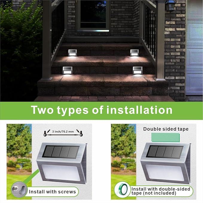 XLUX Solar Powered Lights for Deck Steps Stairs Fences Pathway Path, LED lamp, Outdoor Waterproof, White Light 12 Pack