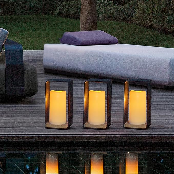 Waterproof Flameless Remote Control Candles 12PACK(D3''*H5.5'') Battery Operated Flickering LED Pillar Candle,plastic with 10-Key 24Hours Timer for Outdoor/Indoor Party Garden Lanterns Porch Ivory