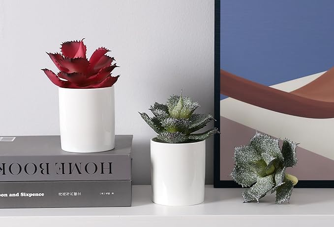 Duovlo Artificial Succulent Plant 5.15 Inch Faux Succulents Agave potatorum Flower Arrangement Craft Wall DIY Materials,Pack of 2 (New Green)