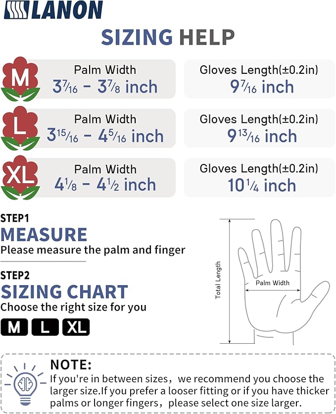 LANON Gardening Gloves for Men Women, 2 Pairs Nitrile Coated Garden Gloves with Grip, Breathable B.COMB AIR Technique, Dusty Olive & Bluebird, Medium