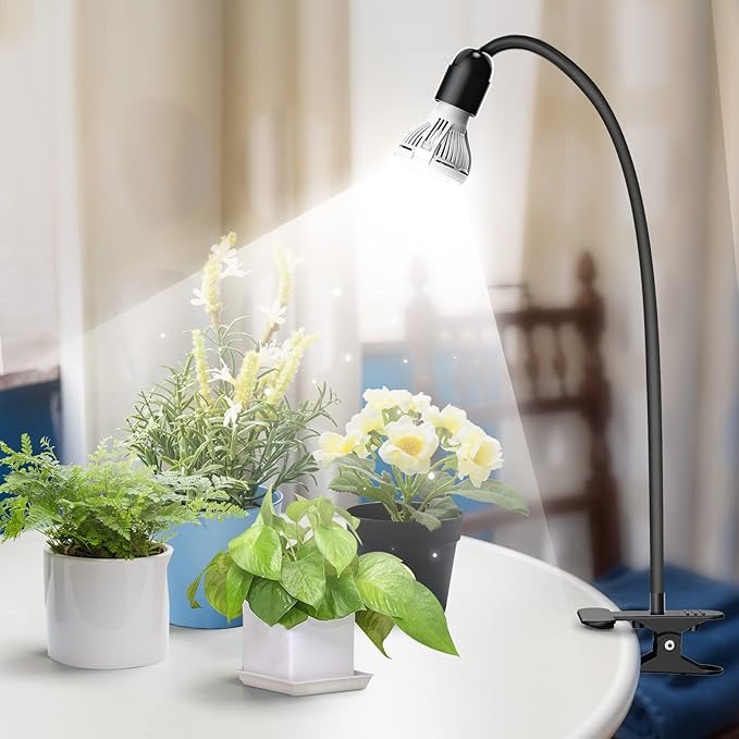 SANSI LED Grow Lights for Indoor Plants, Lifetime Free Bulb Replacement, 150W Full Spectrum Gooseneck Clip Plant Grow Light, Plant Light with Timer 4/8/12 Hrs, High PPFD Growing Power Grow Lamp