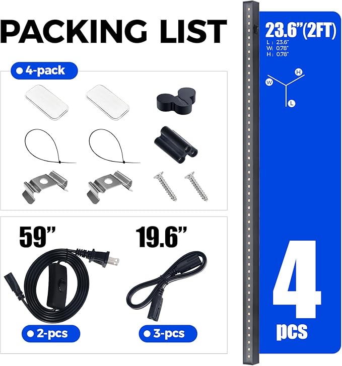 Barrina T5 Grow Lights for Indoor Plants, 2FT 40W (4 X 10W) Magnetic Installation, Full Spectrum Grow Light Strip with Individual Switch, Grow Lamp with Black Cover, Plug and Play, Yellow, 4 Packs