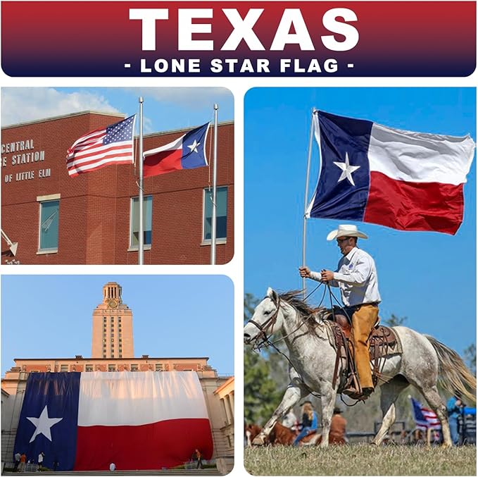 Texas Flag 2x3 ft Deluxe Super Tough Series, Heavy Duty Spun Polyester, All Weather TX Flag High Wind with Embroidered Stars, Brass Grommets, Sewn Stripes, Durable Texas Flags Outdoor Outside