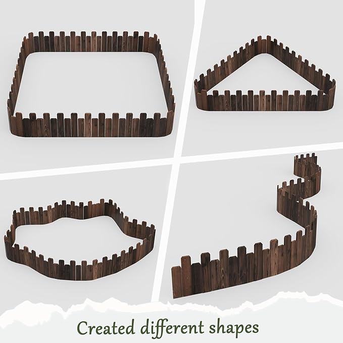 3Pack Wood Garden Edging Garden Fence Border No Dig Landscape Edging Lawn Border Decorative Flower Bed Border Courtyards Planting Tree Fence Patio Path Edging-9" H x 47.3" L (Total Length 11.8FT)