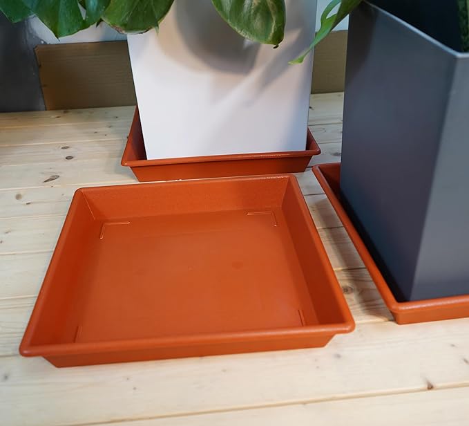 Square Plant Saucer 6 Inch 5 Pack6 8 12 14 16 18 20 Flower Pot No Holes Plant Drip Trays, Plant Trays for Pots Heavy Duty Plastic Plant Saucers for Indoors Outdoors