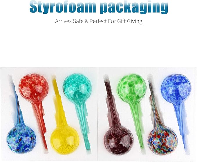 Brajttt Plant Watering Globes Automatic Glass Watering Bulbs, Glass Ball Planter, Decorative Garden Watering Cans Glass drip Ball with 8 Tags, 8-Pack, 2.95 inch Diameter