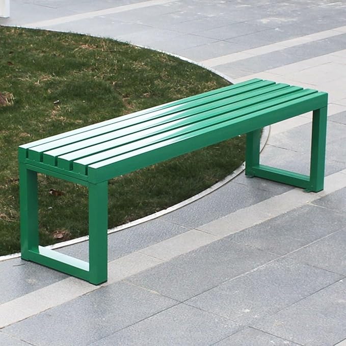 Weatherproof Metal Dining Bench, Outdoor Bench Backless Patio Bench 2-Person Farmhouse Bench Garden Bench for Kitchen, Living Room, Entryway(Green,40in)