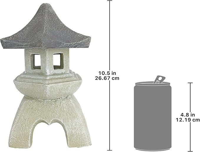 Design Toscano NG729869 Asian Pagoda Statues Medium - Set of Two,two tone stone