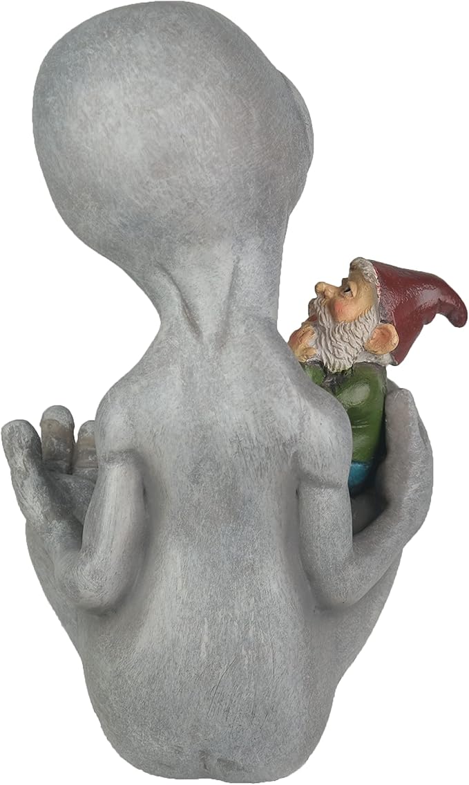 Andre' & Fritz Friendship Stories Alien and Gnome Garden Statue | Poly-Resin 6.5" h x 4" w x 3.5" d Outdoor Décor (Stories - Garden Statue)
