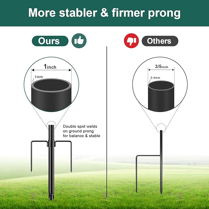 Yard Flag Pole for Outside House in Ground - 8.5 ft Tangle Free Stainless Steel Flagpole with 2 Anti-Tip Prong Base,Portable Flag Pole kit with 3x5 American Flag for Outdoor RV Camper,Black