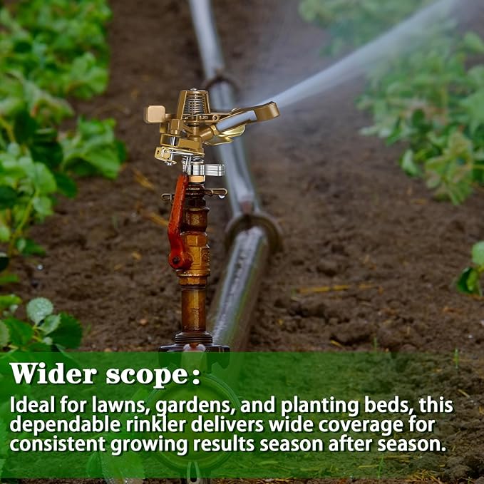 Ferraycle 30 Pieces 1/2 Inch Brass Impact Sprinkler Head with Nozzles Heavy Duty Adjustable 0-360 Degrees Impulse Sprinkler Head Lawn Watering for Yard Irrigation