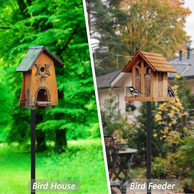 Bird Feeder Pole Kit, 79 Inch Bird House Pole for Outdoors Heavy Duty,5 Base Prongs Adjustable Birds Feeder Stand for House