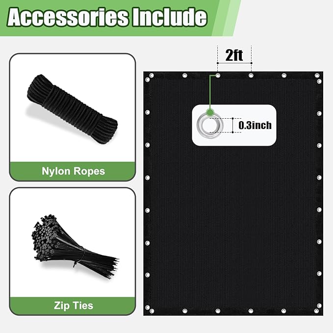 Outdoor 90% Sun Shade Cloth with Grommets, 16 X 21 FT Pergola Shade Cover for Garden Patio Carport Kennel Swimming Pool, Black (We Make Custom Size)