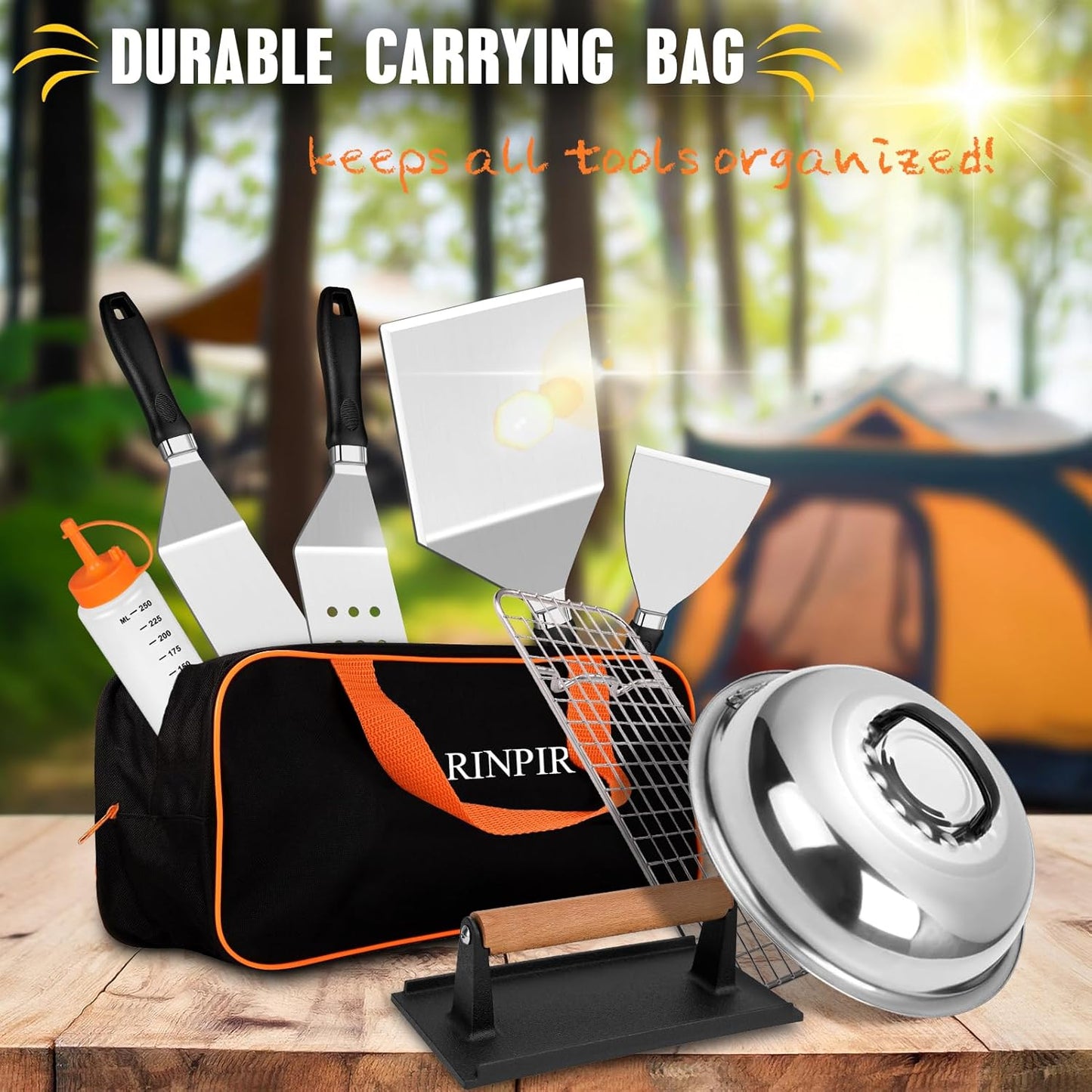 33PCS Griddle Accessories Kit for Blackstone, Flat Top Grill Accessories Tools with Cooling Rack, Melting Dome and Burger Press, Professional Hibachi Spatula Gift Set for Outdoor Teppanyaki BBQ