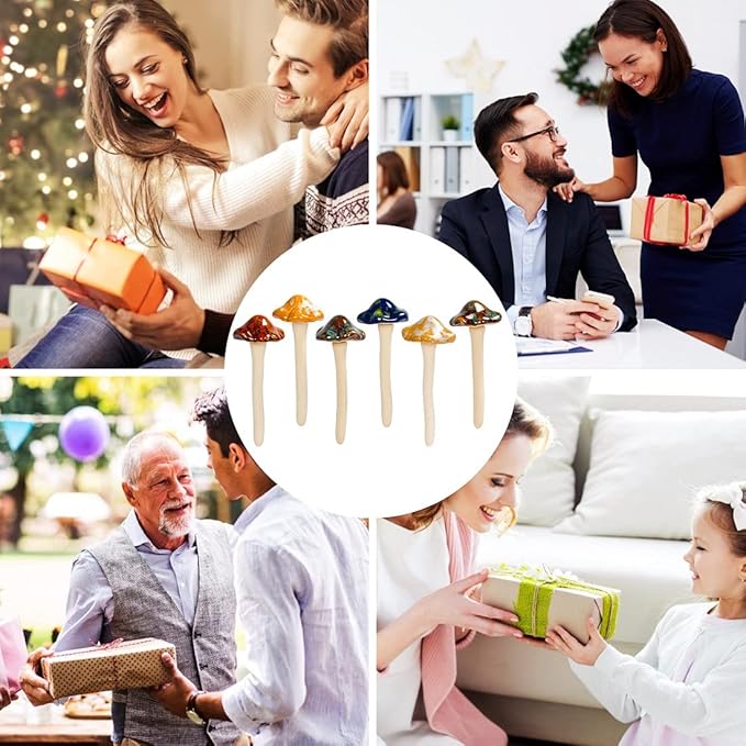 AIGEL Garden Decor Mushrooms, Ceramic Mushroom for Garden Fairy Yard Decoration DIY Ornament for Dollhouse Potting Shed Flowerpot Plants Lawn Garden Outdoor Statue