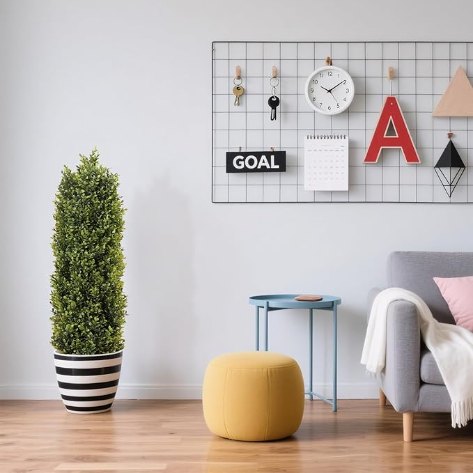 4ft Artificial Boxwood Topiary Trees (Set of 2) - UV Resistant Faux Plants for Outdoor/Indoor, Realistic 48in Fake Bushes and Shrubs for Front Porch, Planter, Patio - Low Maintenance & Evergreen