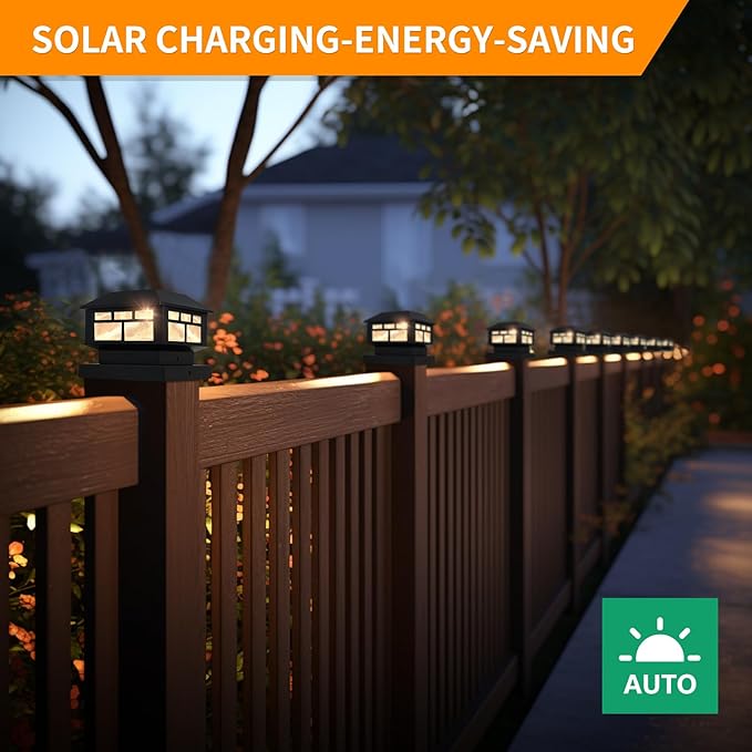 Solar Post Lights Outdoor, 20LM Fence Post Cap Lights,Waterproof, 2 Light Modes, Fit 3.5x3.5in 4x4in 5x5in Wooden Post, Solar Power Deck Lights for Garden Deck Patio Decoration(Black 4Pack)