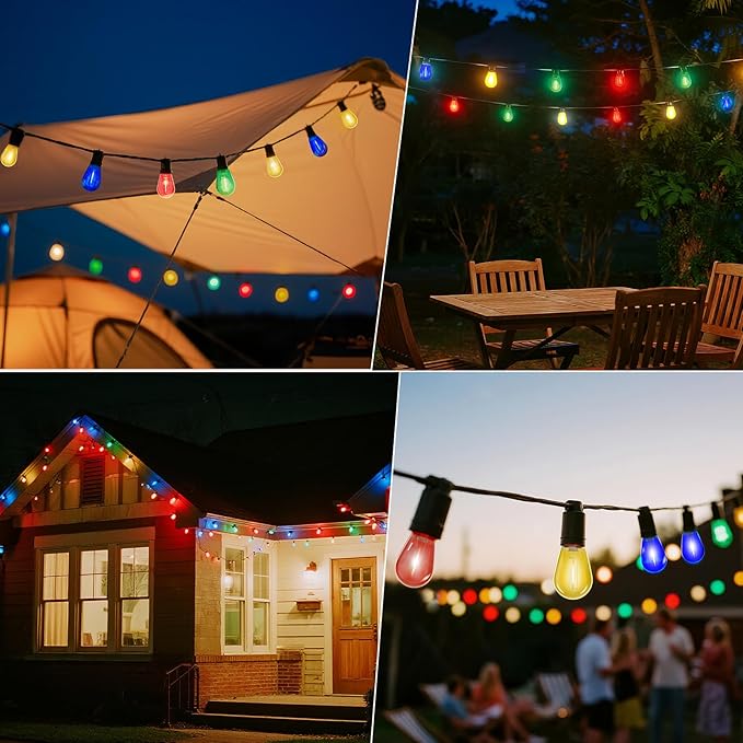 36 Pack LED S14 Colored Light Bulbs for Outdoor String Lights, Shatterproof 1W Replacement Bulbs for Party Lights, 2200K Warm White, Dimmable, E26 Base, Multi-Color: Red/Green/Blue/Orange