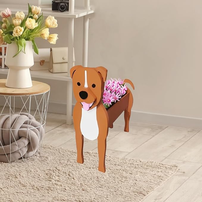 Staffordshire Bull Dog Planter Plant Pots,Cute Garden Dog Flower Planter,Dog Planters Birthday Gifts for Women,Office,Indoor/Outdoor Decor(9.45in*5.79 * 13.39in)