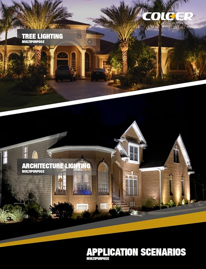 COLOER Die-cast Brass Landscape SpotLights Outdoor, 12V AC/DC Low Voltage Adjustable Yard Lighting, IP65 Waterproof Garden Patio Trees Spot Up Light(103B, Bronze, 6-Pack Without Bulb)