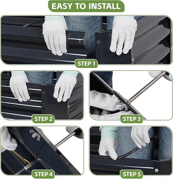 4x2x2ft Raised Garden Bed - Galvanized Deep Root Planter Boxes Outdoor with Wing Nuts and Safety Edges for Gardening Vegetables, Flowers, Herbs, Succulents - Gray