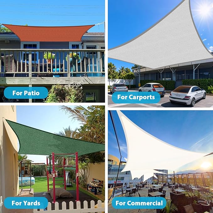 Amagenix Sun Shade Sail 12'X24' Curved Edge Outdoor Shade Canopy Blue Breathable 95% UV Block Shade Cloth for Patio Garden Backyard (We Make Custom Size)