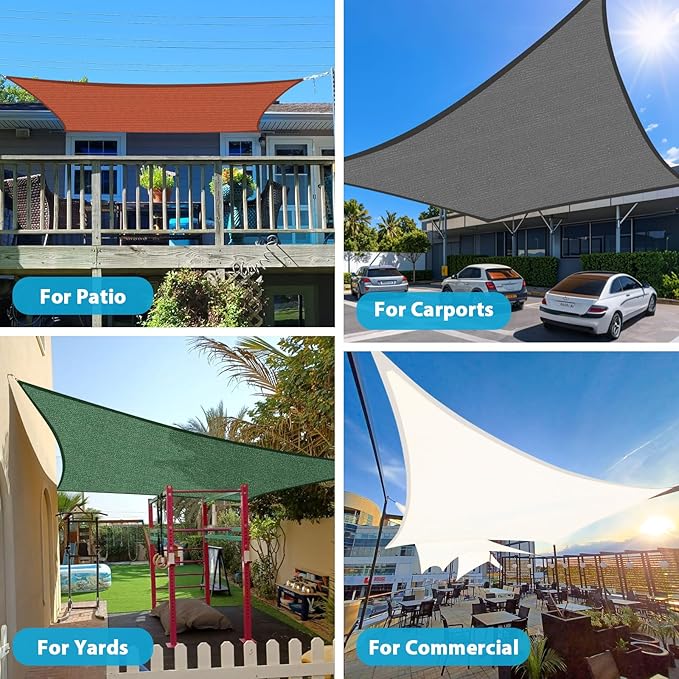 Amagenix Sun Shade Sail 10'X25' Curved Edge Outdoor Shade Canopy Dark Grey Breathable 95% UV Block Shade Cloth for Patio Garden Backyard (We Make Custom Size)