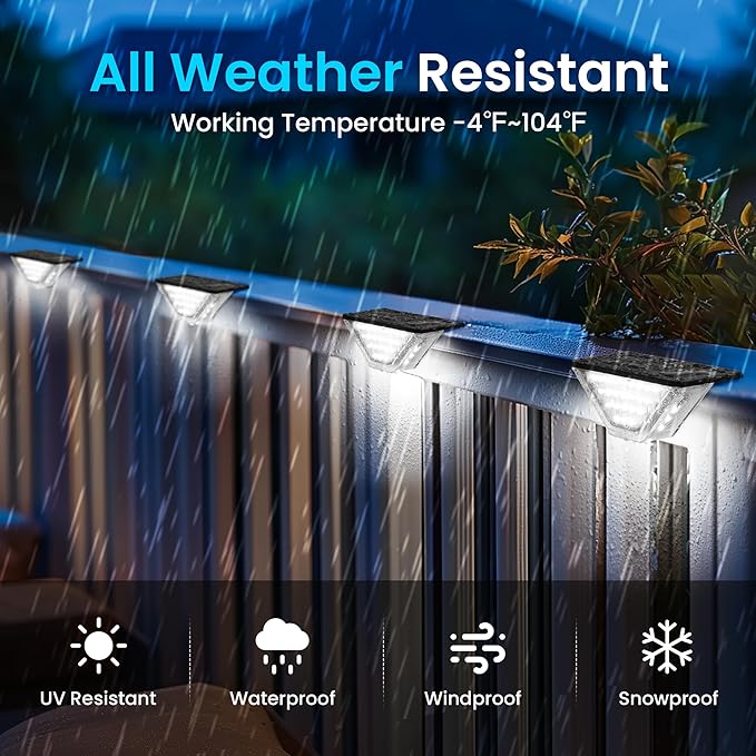 SOLPEX Solar Step Lights Outdoor,Solar Deck Lights for Outside,Two-Sided Stair Lights with 33 LEDs,Waterproof IP65 for Garden,Fence,Deck,Steps,Stair,Porch(10 Pack,Cold White)