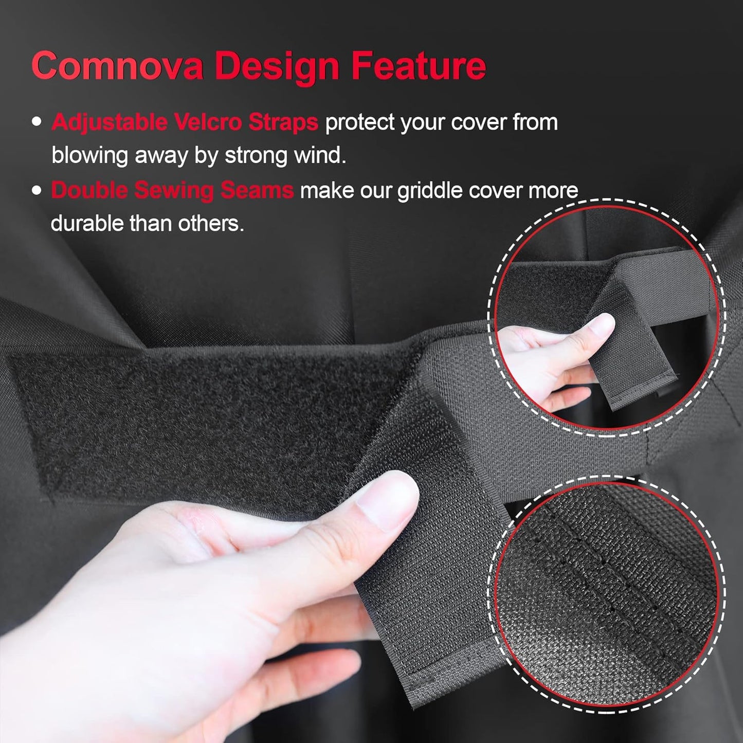 Comnova Grill Cover 58 Inch - 600D BBQ Gas Grill Cover Waterproof Heavy Duty, Premium Barbecue Covers for Weber Genesis 300 Series Grill, Char-Broil, Monument, Brinkmann, Dyna-glo, Nexgrill and More