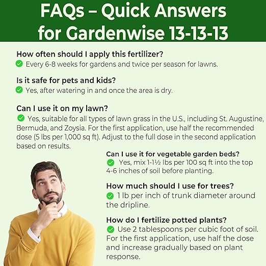 13-13-13 Slow Release Granular Fertilizer – All Purpose Plant Food 13 13 13 for Outdoor Grass, Vegetables, Roses, Flowers, Shrubs, Trees. Lawns, Gardens, Potted Plants (1/2 Quart)