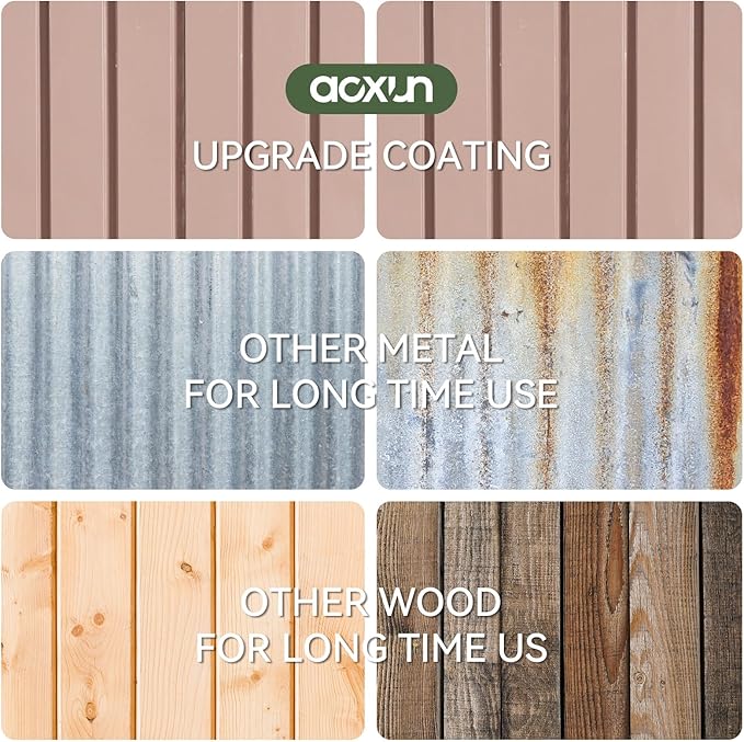 Aoxun 12x7.5 FT Shed Outdoor Storage Shed with Spacious Door Large Sheds with Double Lockable Door Galvanized Metal Shed for Garbage Can, Bike, Mower, Brown