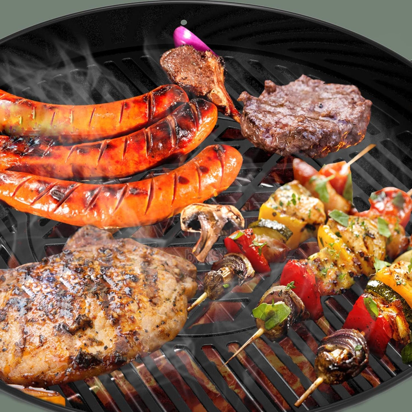 onlyfire Cast Iron Grill Grate Replacement Gourmet BBQ System for Weber 22inch Kettle Charcoal Grills