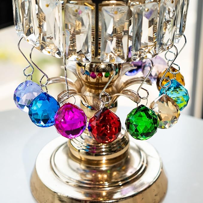 10 Pack Crystal Ball 1.18"/30mm Prism Sun Shine Catcher Rainbow Pendants Maker, Hanging Crystals Prisms for Windows, for Feng Shui, for Gift (Multi-Colors)