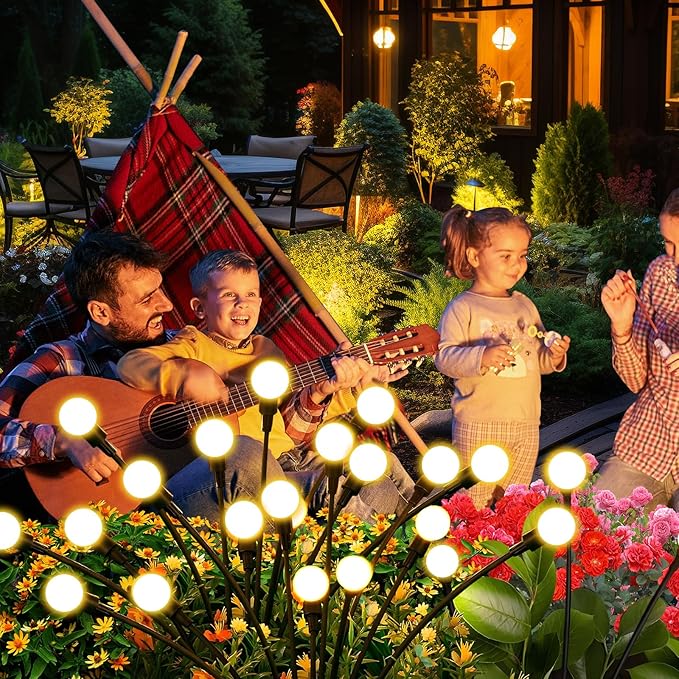 Solar Lights Outdoor (6 Pack-60 LEDs),Waterproof Garden Fairy Swaying Firefly Lights ,Gifts for Outdoor Decorations,Suitable for Patio, terraces, lawns and Paths