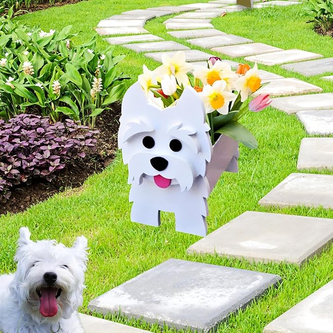 West Highland White Dog Planter Plant Pots,Cute Garden Dog Flower Planter,Dog Planters Birthday Gifts for Women,Office,Indoor/Outdoor Decor(9.45 * 5.75 * 12.2in)