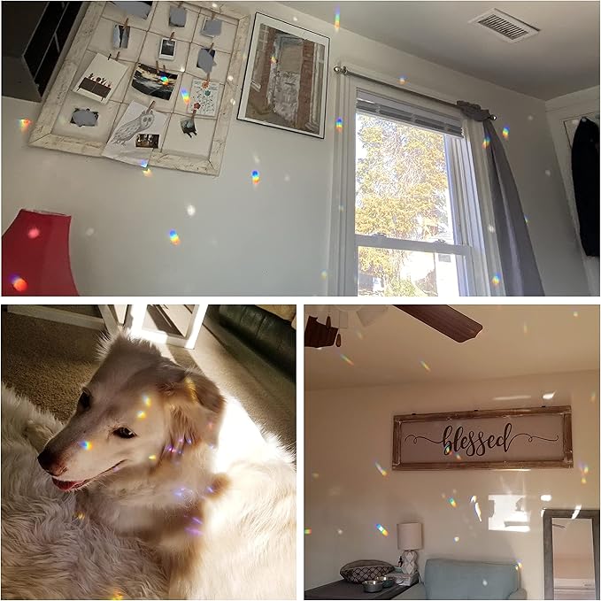 Blue Heart Crystal Suncatcher, 2pc 45mm Hanging Prism for Windows, Outdoor Indoor Decoration, Rainbow Maker Gifts for Mom, Grandma, Friend